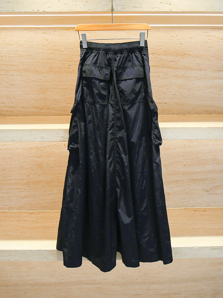 Jupe trapèze plissée taille haute pour femmes, Dstring, vêtements de travail rétro américains, Fiber de Polyester, usage quotidien