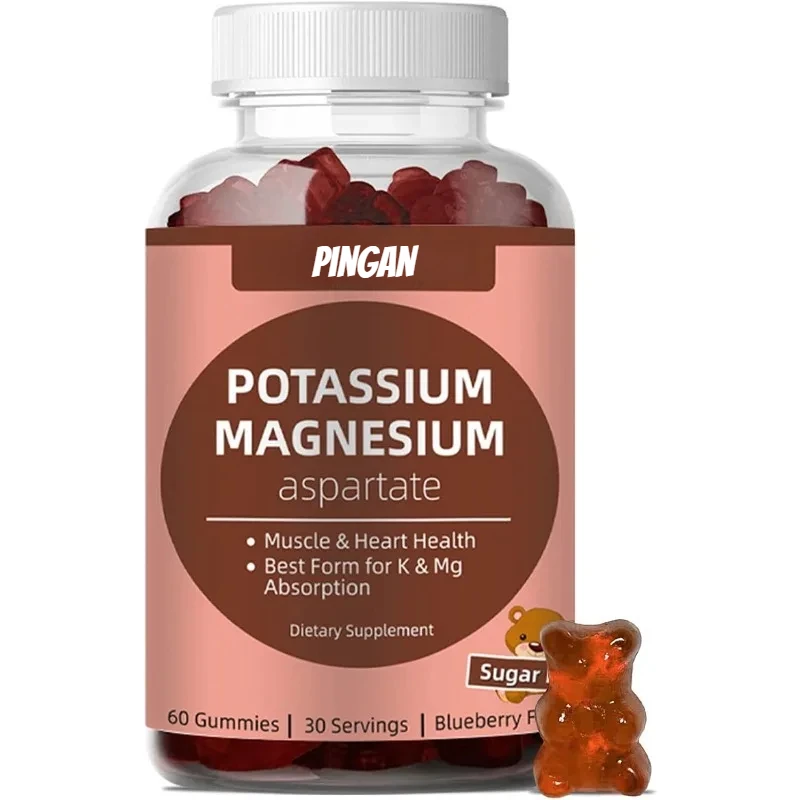 

Potassium Magnesium Gummies, Sugar Free for Adults and Children, Support Muscle and Heart Health and Leg Spasms, Vegetarian