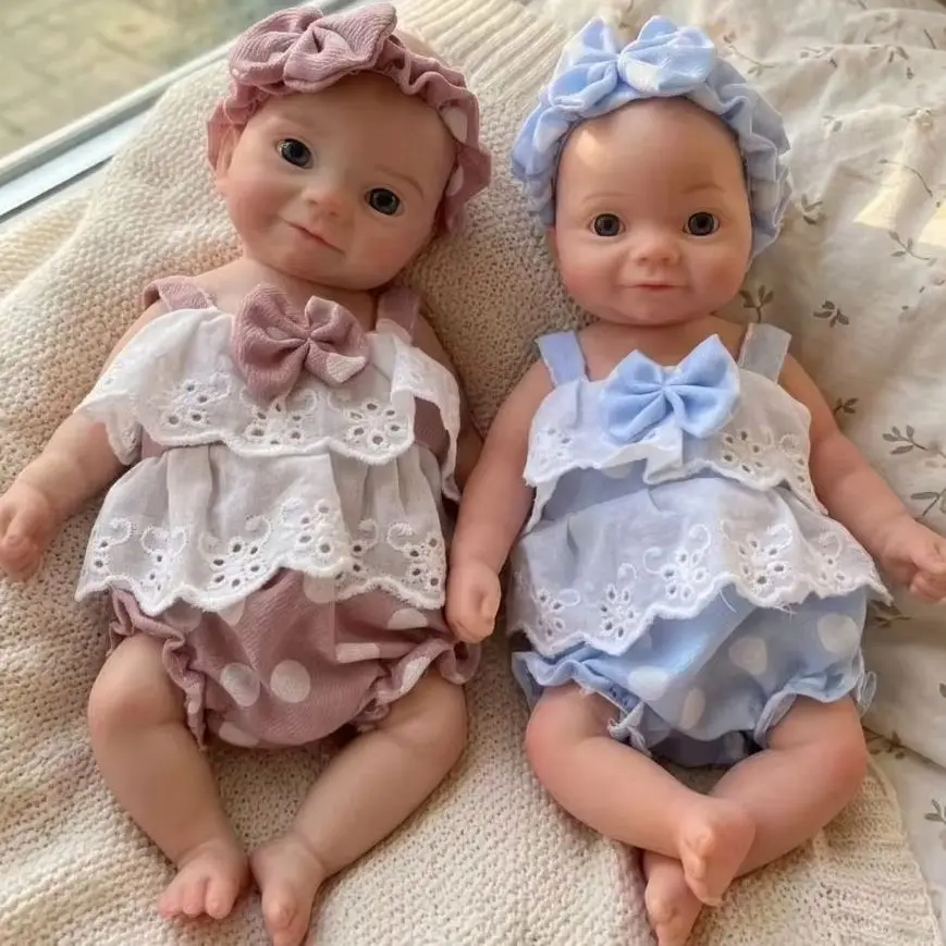 10 Inch Soft Full Silicone Reborn Collectible Doll, Open‑Eyes Realistic Simulation Art Figure for Home Display Collection Decor