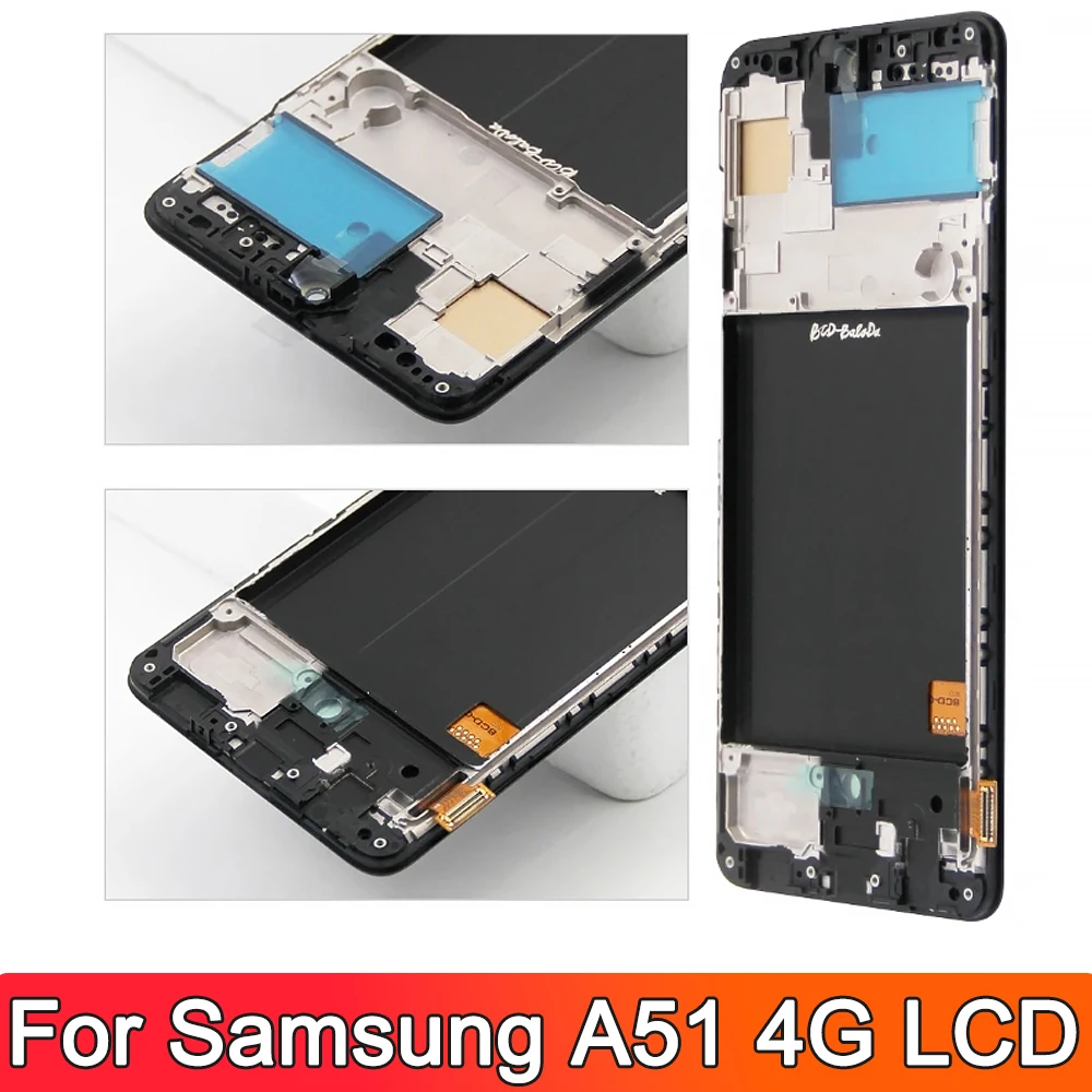 OLED Voor Samsung Galaxy A51 4G A515 Lcd Touch Screen Met Frame Digitizer Vergadering Voor Samsung A51 LCD