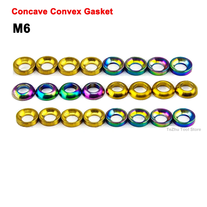 

2Pcs M6 Titanium Aolly T4 Concave Gasket Convex Washer For Screw Bolts Multiple Color