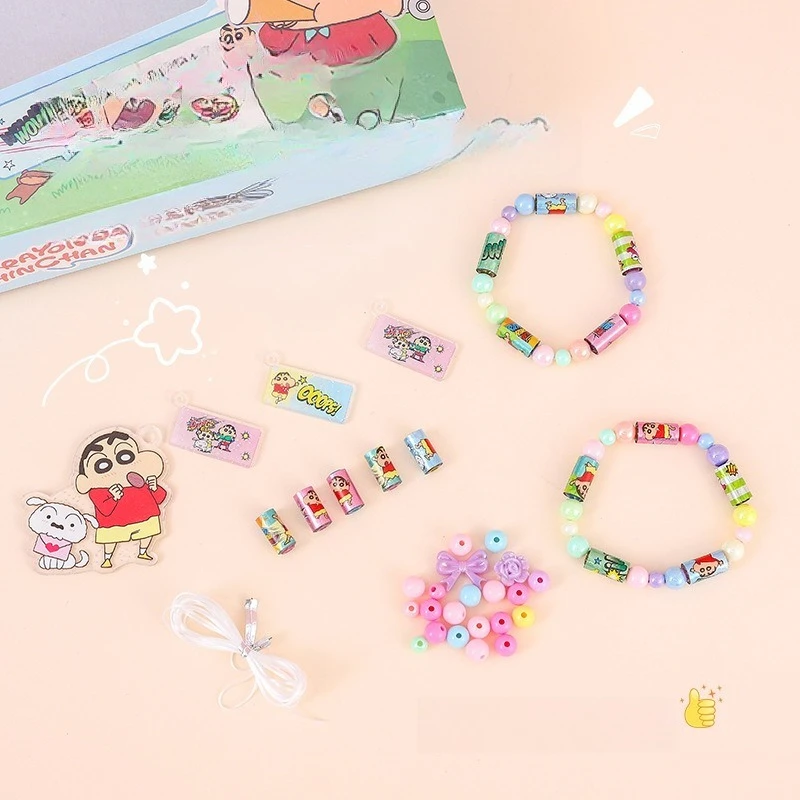 

Cute Crayon Shin chan Bead Kit for Girl String Stickers Set Sticker Bracelet Rolls for DIY Colorful Elastic Band Stationery