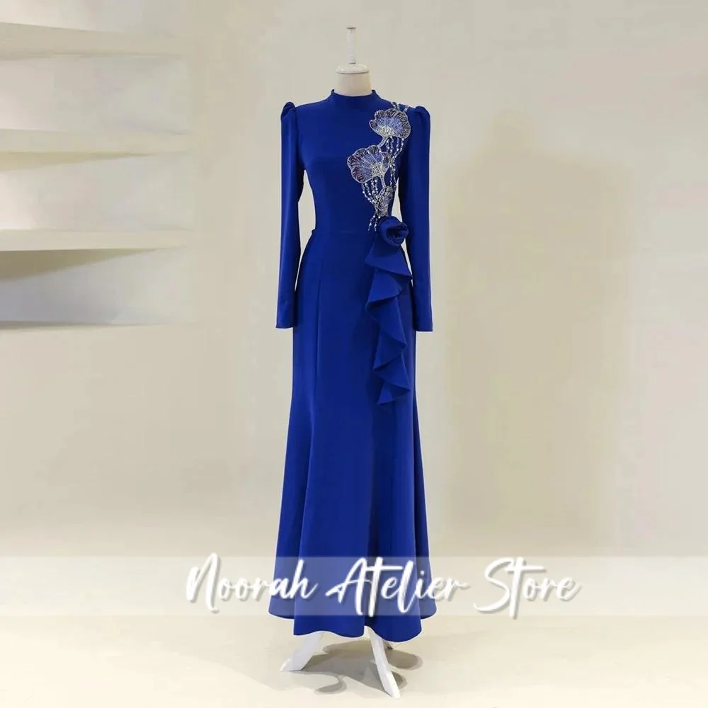 فساتين سهرة أنيقة إسلامية باللون الأزرق الملكي H N Dubai 2025 فساتين زفاف مطرز فستان حفلات Fساتين فستان رسمي مخصص