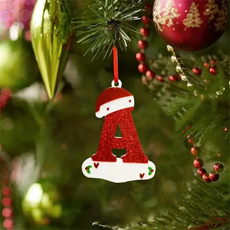 Árvore de natal decoração carta pingente 26 letras casa férias acrílico diy pingente natal 2024 ano novo decoração ornamento navidad