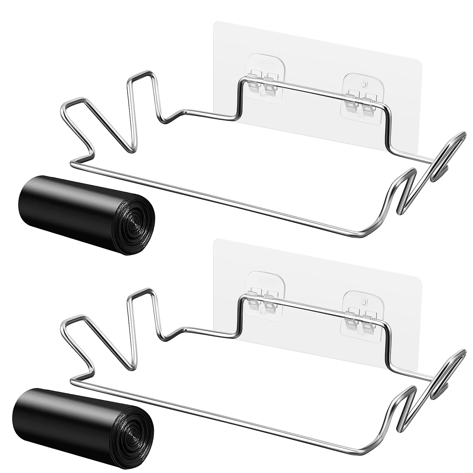 

1 set 1 Set Portable Trash Bag Holder For Cabinet Stainless Steel Garbage Storage Rack Kitchen Door Hanger Trash Bag Dispenser