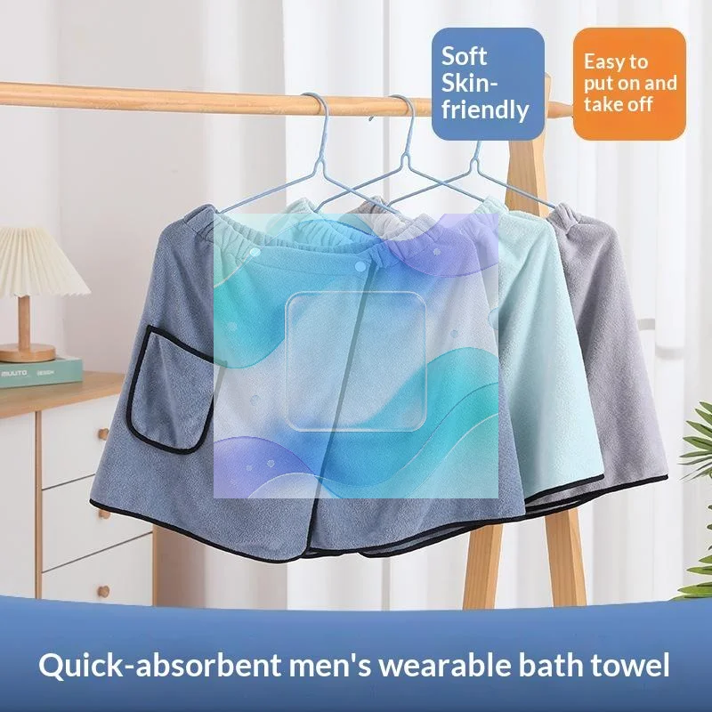 Quick Drying Bath Skirt Elastic Waist with Side Pockets Anti-wrinkle Absorbent Bath Wrap for Women Home Shower Spa Travel