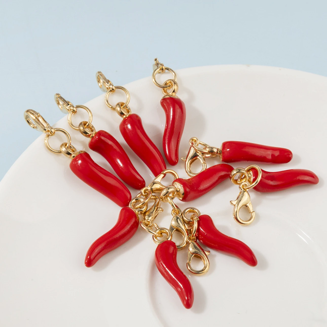 10PCS Fun Red Chili Oil Drop Pendant DIY Alloy Jewelry Accessories Hair Accessories Headband Keychain Bag Charm