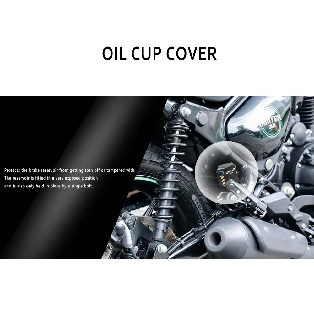 CNC aluminum Motorcycle Accessories Rear Brake Fluid Reservoir Oil Cup Cover Protective Cover For Hunter 350