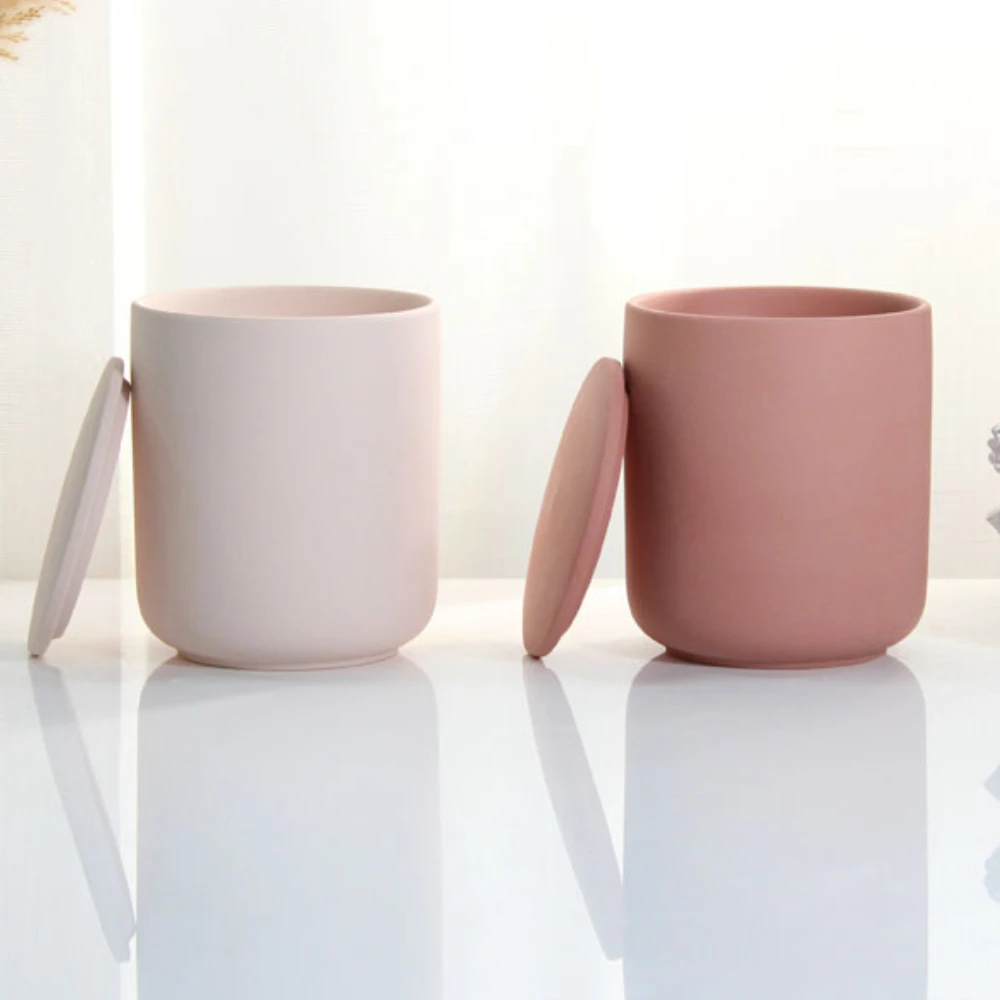 Cylinder Ceramic Candle Jar Candle Container Candlestick Candle Making Scented Decor Meditation Supplies Multi Tea Cup DIY Gift