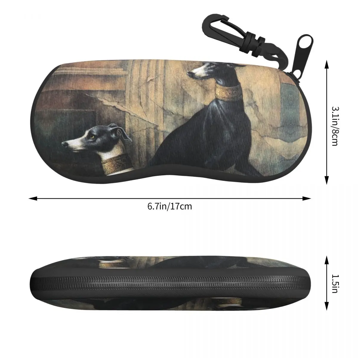 Custom Greyhounds With Gold Collars Glasses Case Portable Sihthound Dog Shell Eyeglasses Case Sunglasses Box