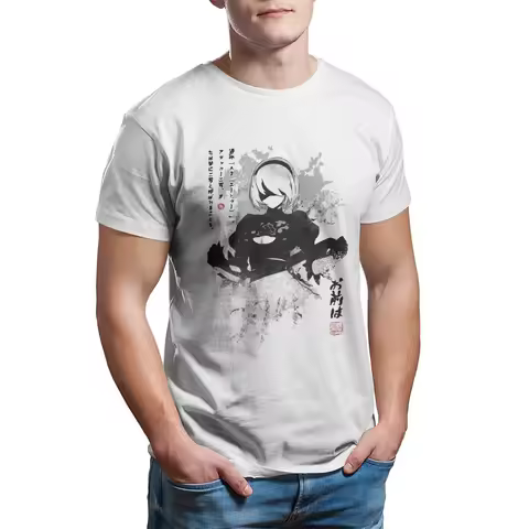 Video game NieR Automata NieRAutomata 2B Japan Ink ニT-Shirt Men Novelty Pure Cotton Tees T Shirt Gift Idea Tops