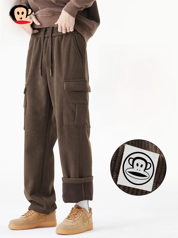 

PaulFrank Men's Corduroy Straight Leg Pants Retro Workwear Loose Fit Comfortable Casual Trousers Spring Autumn Seasonal Wear