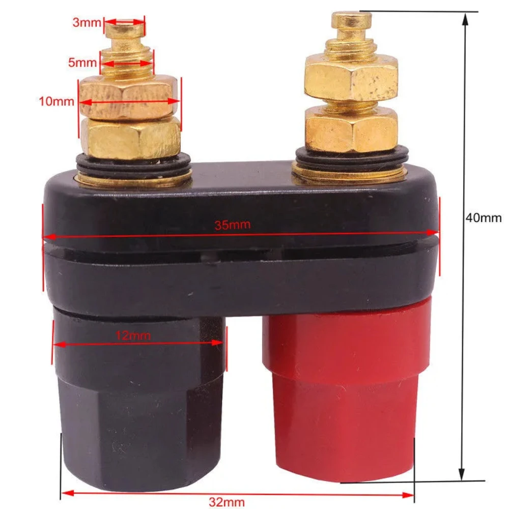 1 pz altoparlante amplificatore esagonale a doppia posizione placcato in oro altoparlante a doppia fila pali di rilegatura terminali di alimentazione rossi e neri