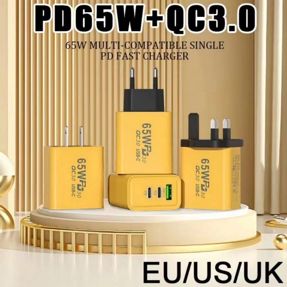 65W Super Fast Charging Set US Plug Wall Charger Type C Cable High Speed Quick Charging Kit for All Smartphones