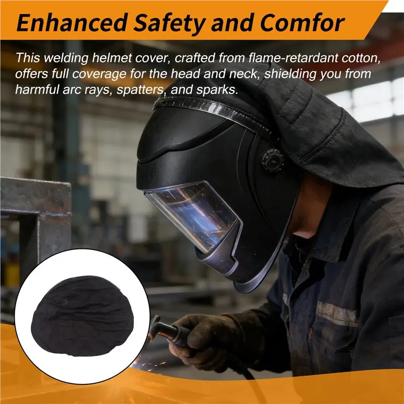 Welding Helmet Cover Cotton Safe Anti-Burn Welding Headgear Full Protection Neck Extended Headcover With Press Fit Seal-[A04I To