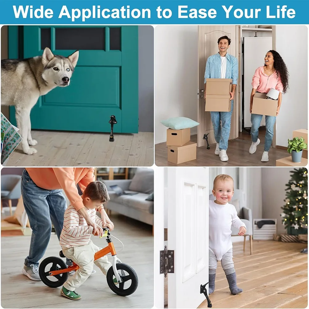 2026 New Kickdown Door Stoppers,Heavy Duty Adjustable Door Stop for Bottom of Door,Aluminum Alloy Holder with Rubber Tip 8Pack