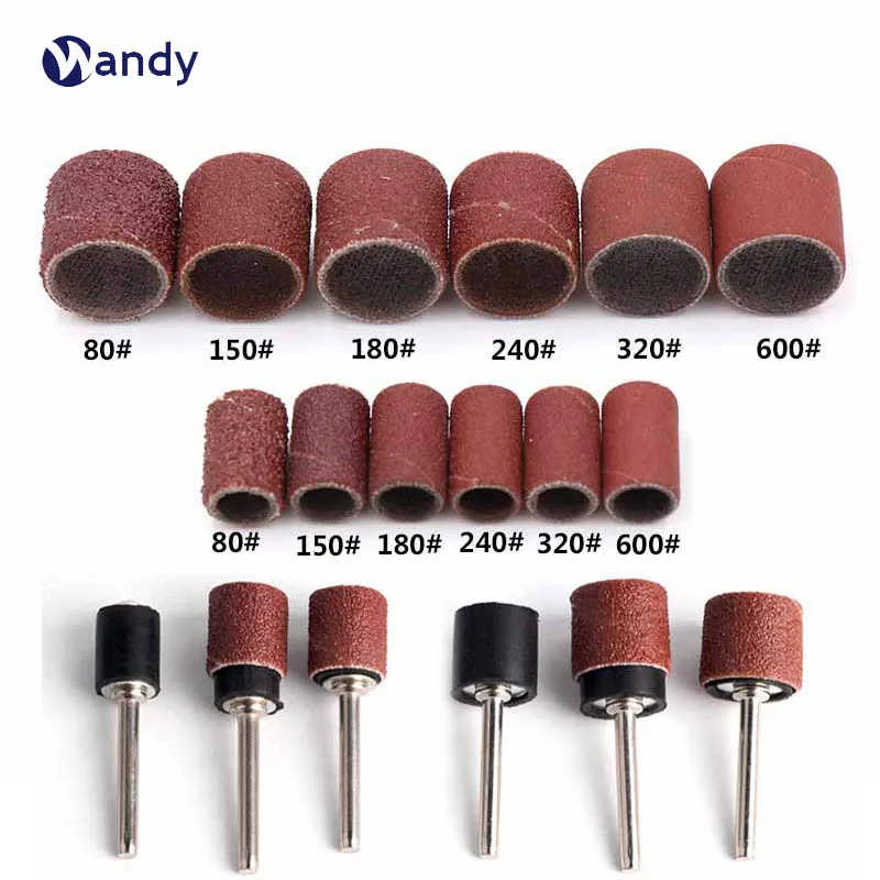 30Pcs Sandpaper Ring Grinding Head Burnishing Drill Bits Abrasive Tool Drill File Model Carving Dremel Parts 2.35mm 3.17mm Shank