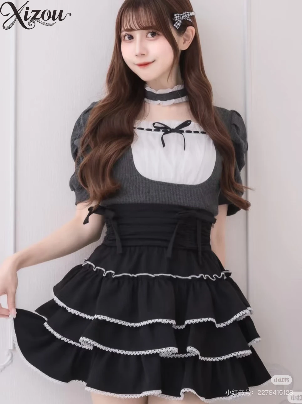 

Женская одежда, летний пышный топ с короткими рукавами, летняя кавайная повседневная футболка, простые элегантные футболки в японском стиле для девочек