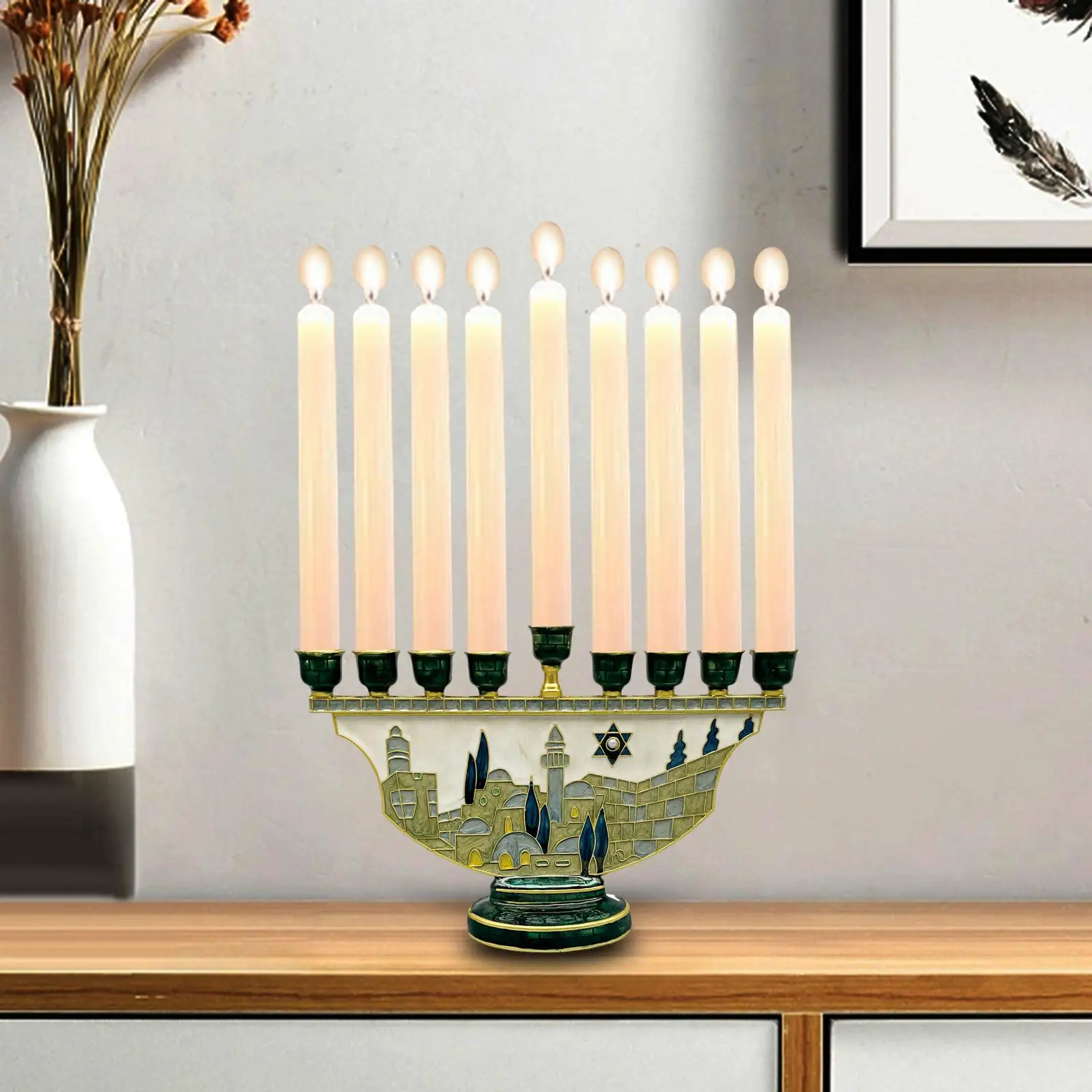 9 Branch Menorah Candleholder Candelabras Hotel Hanukkah Decor Candlestick