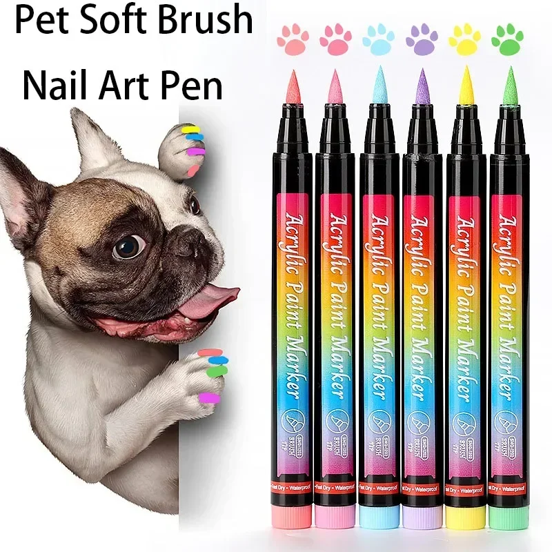 12Pcs Graffiti Nail Pen For Pets Dog Cat Gift Nail Art DIY Nail Polish Pen Waterproof Acrylic Paint Marker Brush Manicure Tools