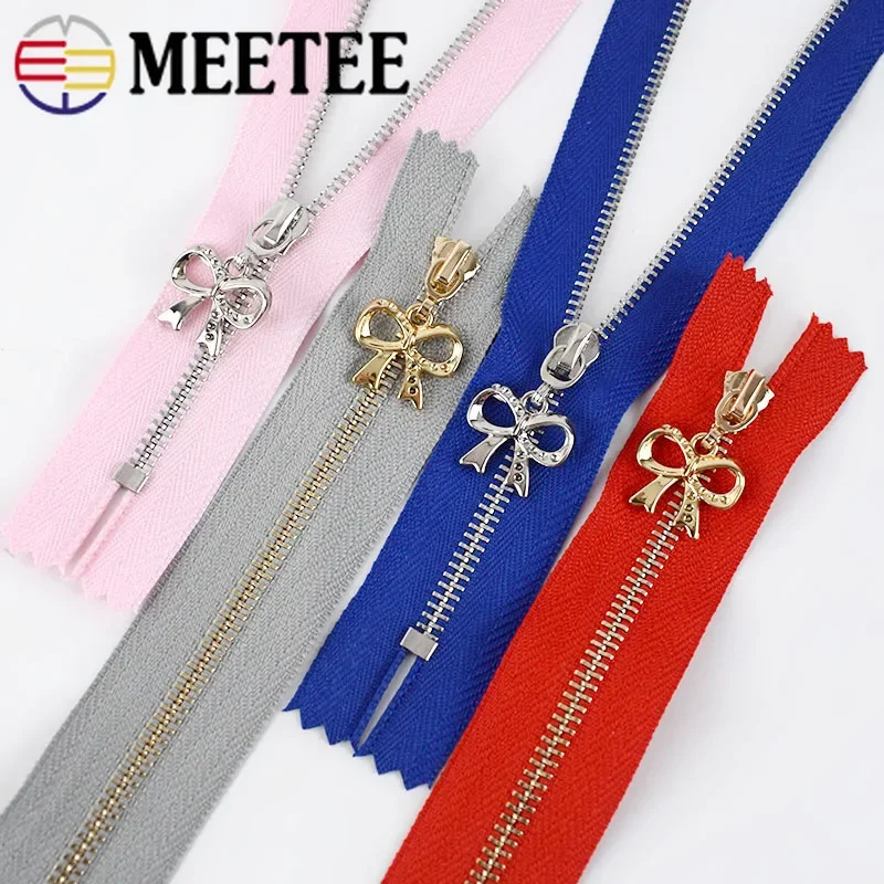 5/10Pcs Meetee 15-30cm 3# Metal Zippers Close-end Zipper for Pocket Bags Zips Auto Lock Zip DIY Decor Garment Sewing Accessories