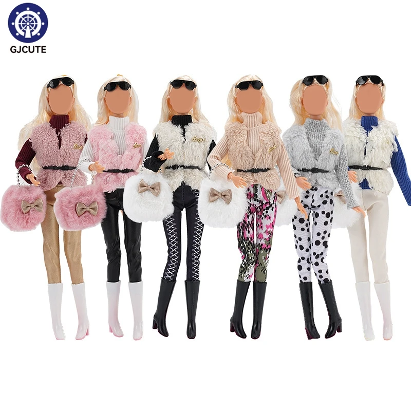 1set DIY Doll Clothes Shoes Winter Sweaters Pants Girl Doll Wearing For 30cm Doll Clothes Accessories Girl Gift Toys