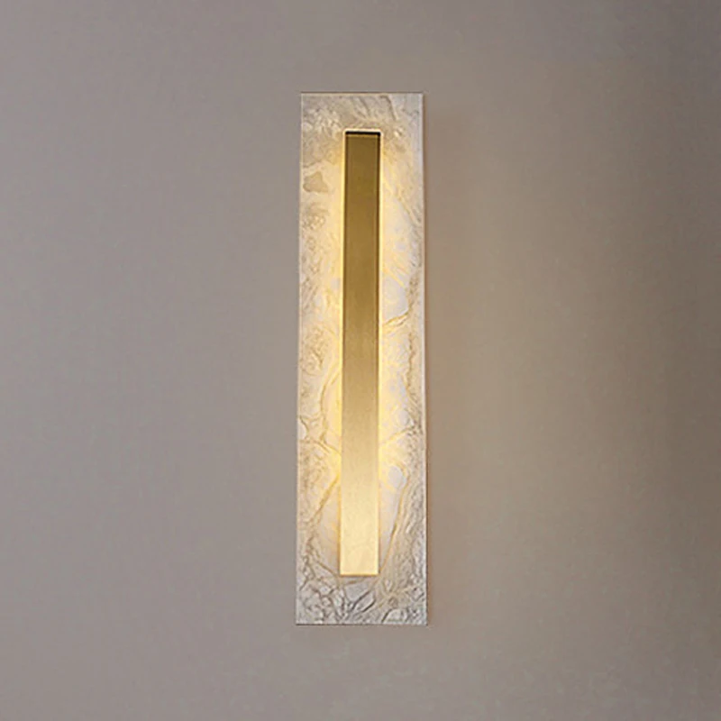 

European Luxury Gold Oval Rectangle Background Decorative Sconce Light Natural Marble Living Room Bedroom Bedhead LED Wall Lamps