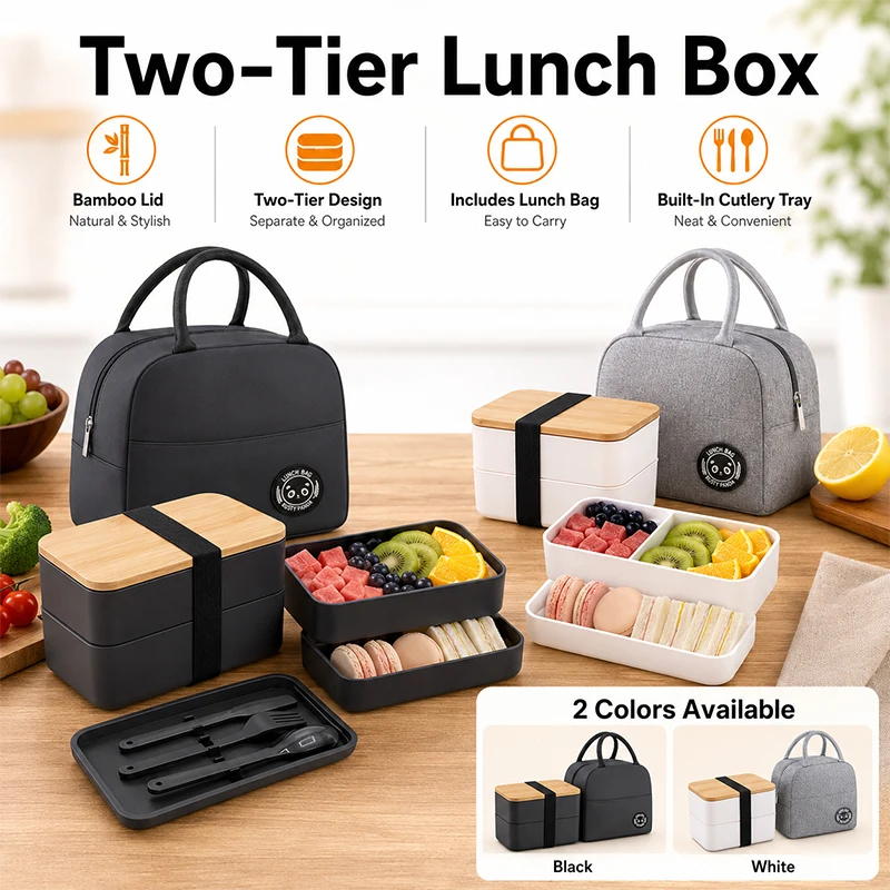 Meal Prep Japanese Food - Kotak Makan Bento Jepang Dua Lapis,