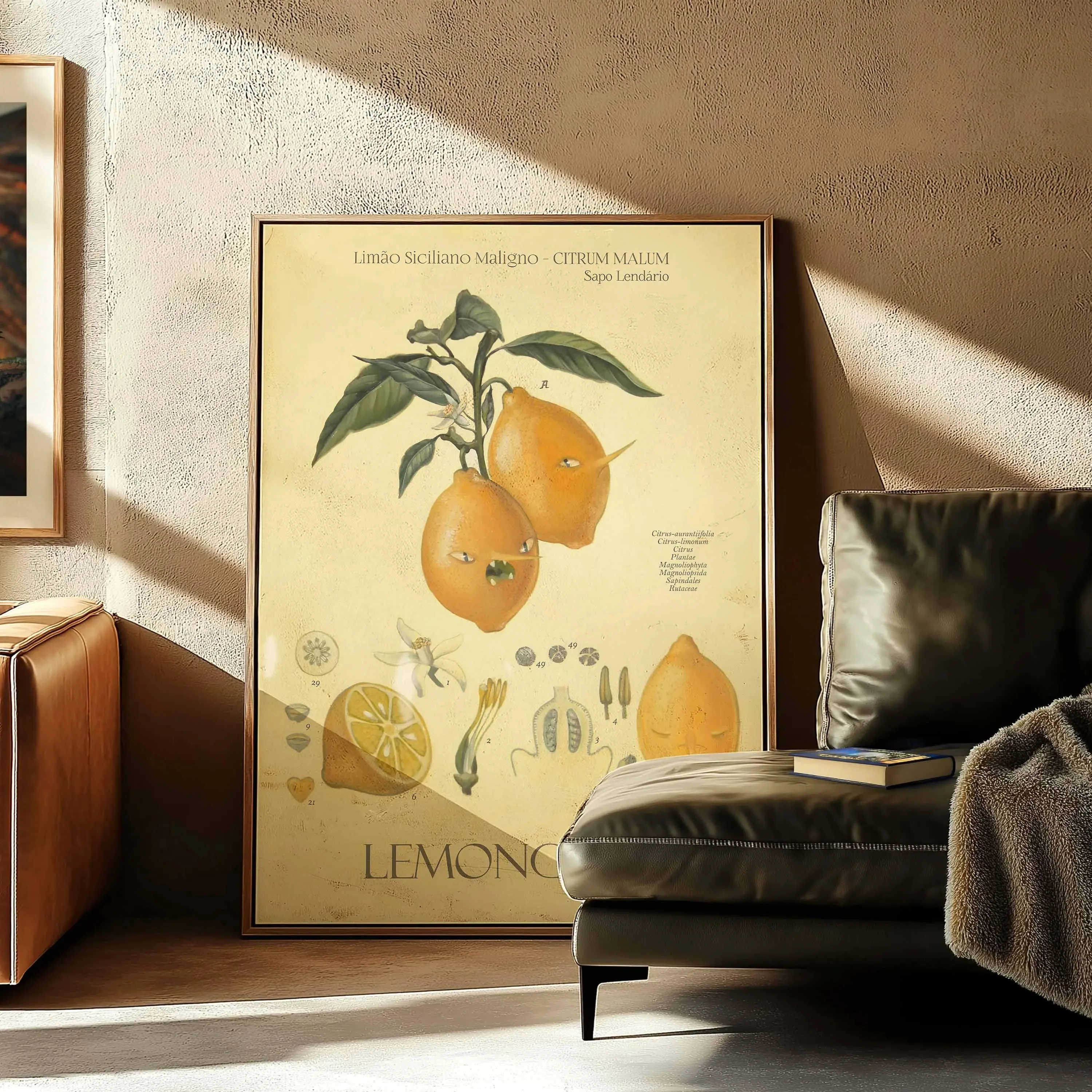 Lemongrab arte botânica vintage cítrico cartaz aventura tempo inspirado arte da parede decoração para casa cartaz decoração da parede arte deco