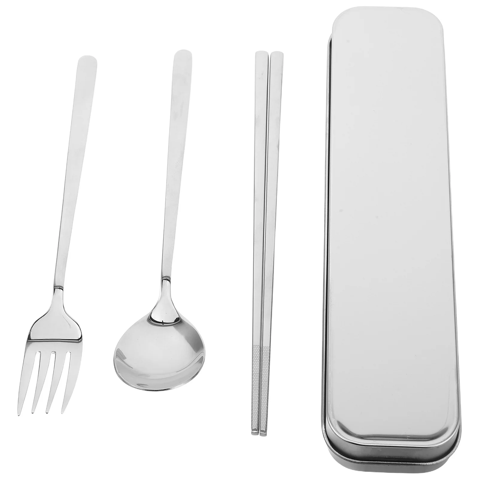 Reusable Cutlery Metal Chopsticks Container Silverware and Spoons Supplies Camping Dinnerware Portable
