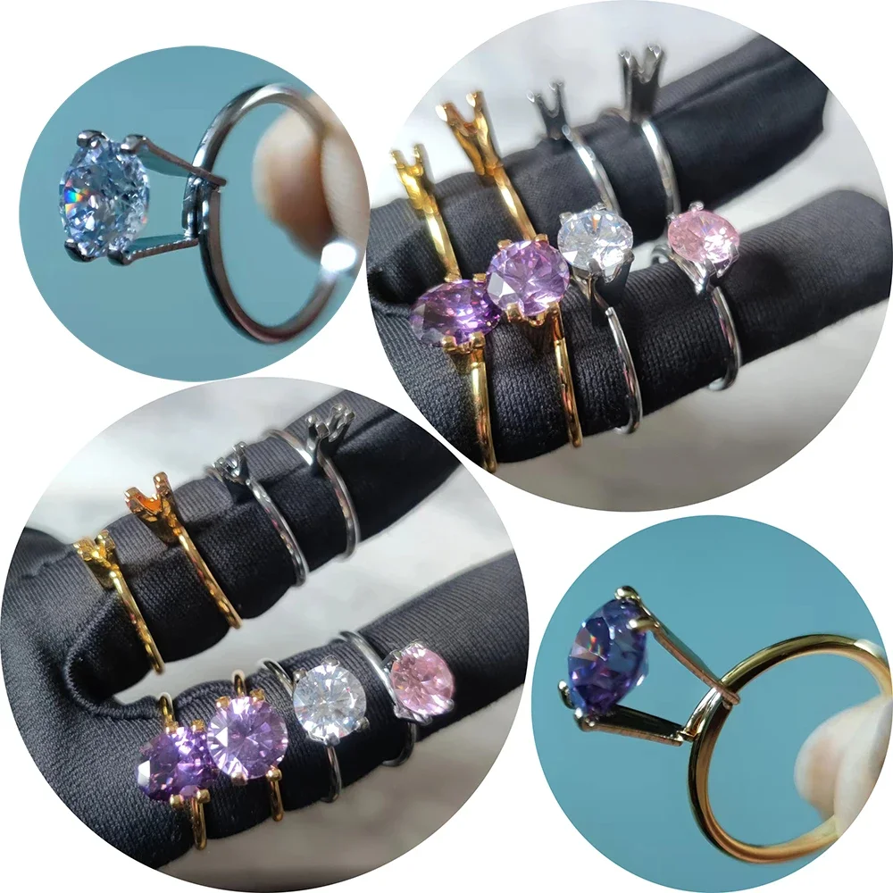 Spring Type Round Ring Stone Gemstone Tweezers Four Claw Diamond Tweezer Ring Setting Diamond Meson Claw Jewelry Tool Equipment