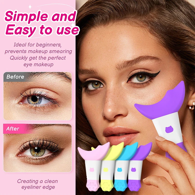 Multi-functional Eyeliner Stencil Wing Tips Silicone Eyeliner Eyebrow Aid Drawing Eyelashes Wearing Aid Reusable Makeup Tools