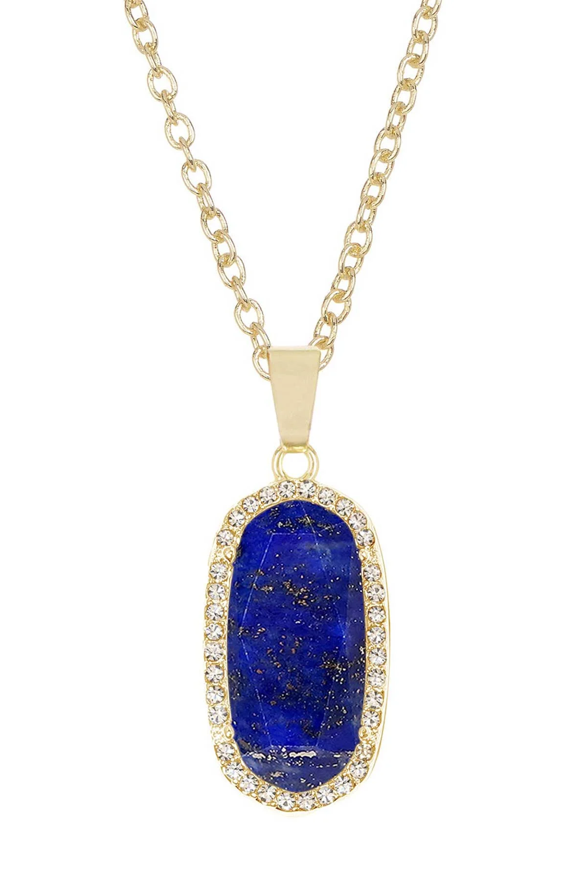 

Natural Lapis Lazuli Halo Pendant Necklace Jewelry