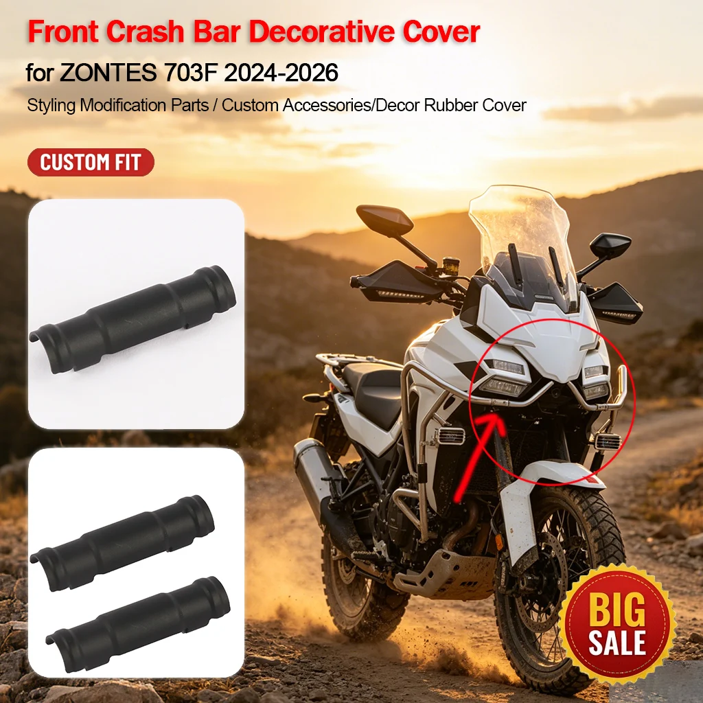 Front Crash Bar Decorative Rubber Cover Guard Trim Cap for ZONTES 703F 2024-2026 Motorcycle Styling Modification Parts