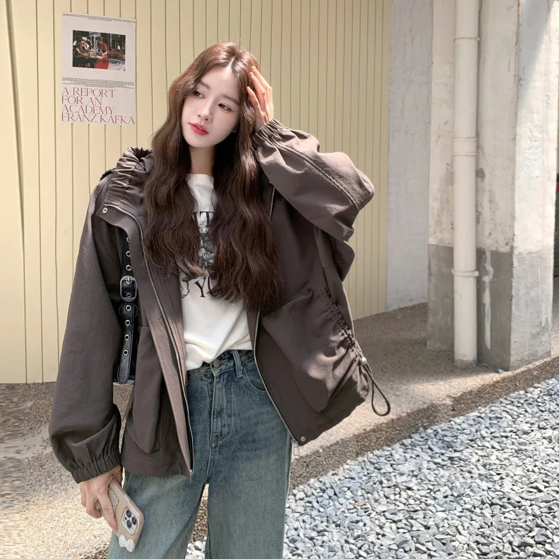 

SuperAen European and American Style Coffee Color Short Coat Jackets for Women Spring 2026 New Fashion High Street Jacket Tops