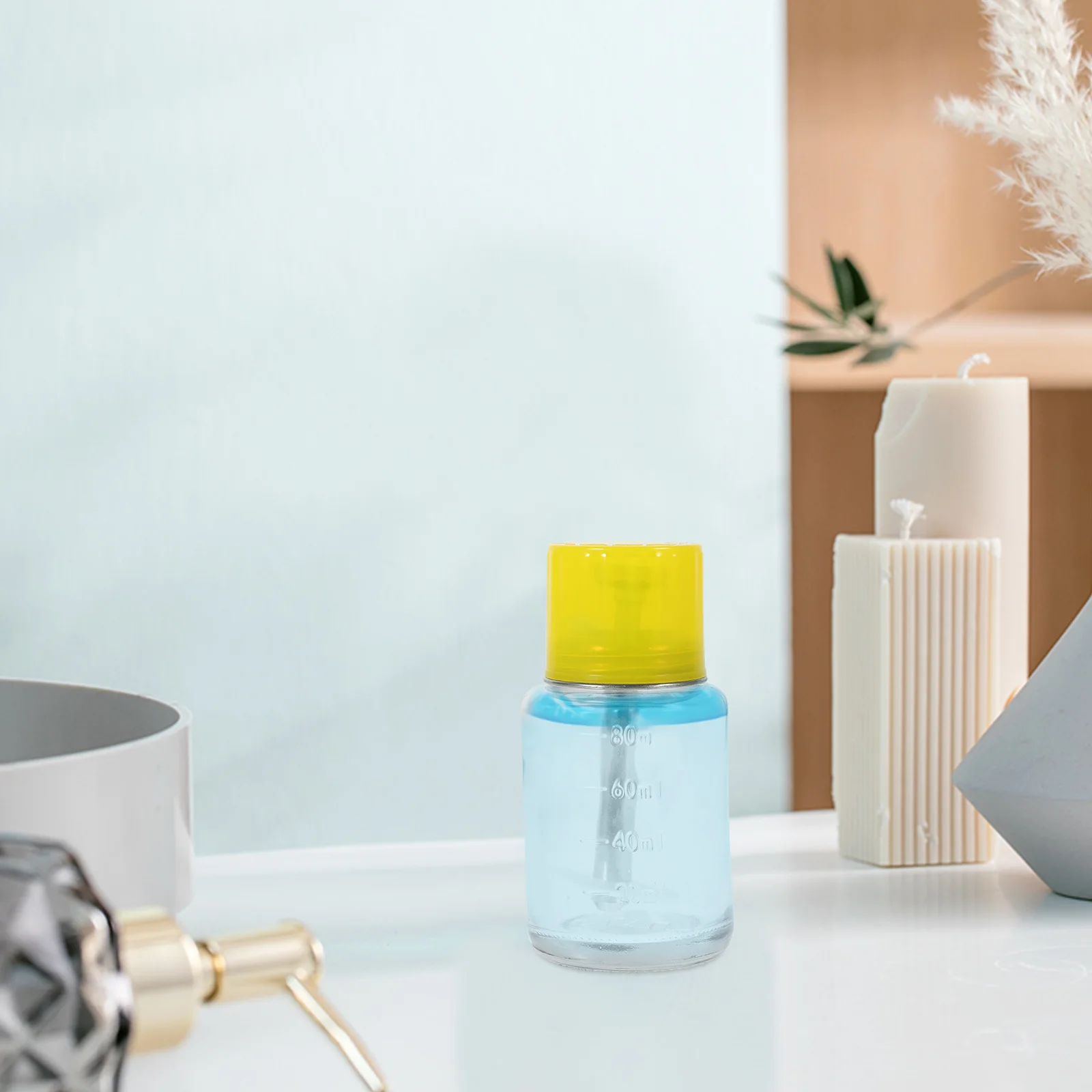 Garrafas vazias de vidro transparente duráveis da bomba para removedores de esmalte de unhas removedores de maquiagem toner pressione para baixo design não de usar