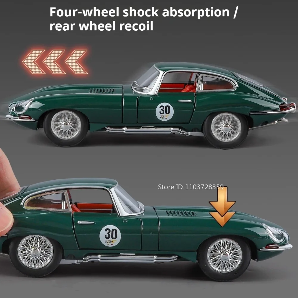 1:24 E-TYPE 500K modèle jouet voitures Vintage en métal moulé sous pression roue avant direction son lumière porte ouverte retirer enfant jouet éducatif