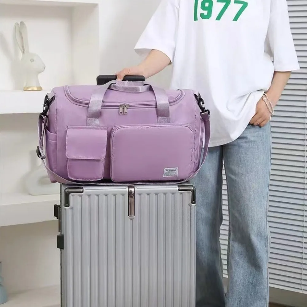 Oxford Travel Luggage Bag Sturdy Multi-functional Nylon Duffle Bag Multi Layered with Shoe Compartment Large Capacity Handbag
