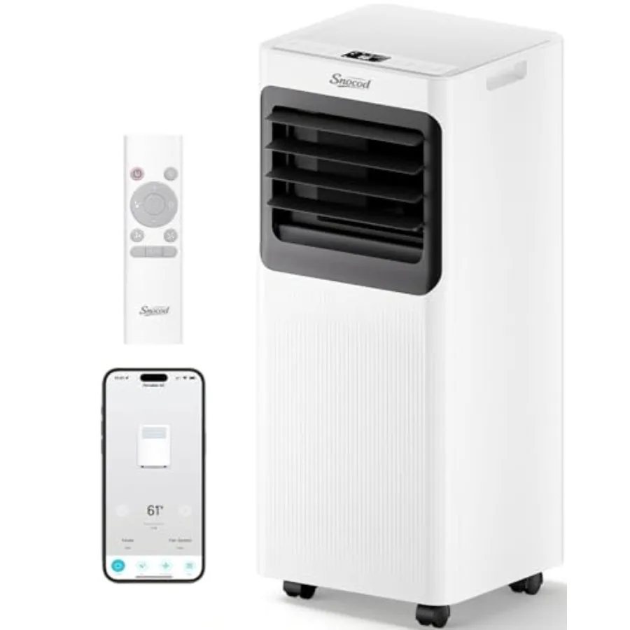 

Portable air conditioner for large rooms up to 750 sq. ft., 16000 BTU, white plastic housing, fast cooling with 5-in-1 function
