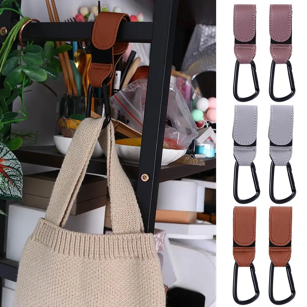 Portable PU Leather Stroller Accessories Hanging Bags Stroller Hooks Clips Cart Organizer Baby Bag Stroller Hook Pram Hook