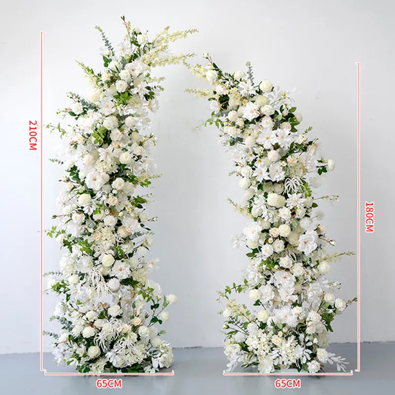 

Elegant Wedding Backdrop Decoration Horn Arch With Artificial White Flower Arrangement For Party Stage Window Site Layout