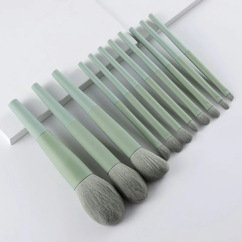 

11Pcs Makeup Brushes Green Brush Set Cosmetic Foundation Eyeshadow Concealer Blush Blending Makeup Brush Set brochas maquillaje