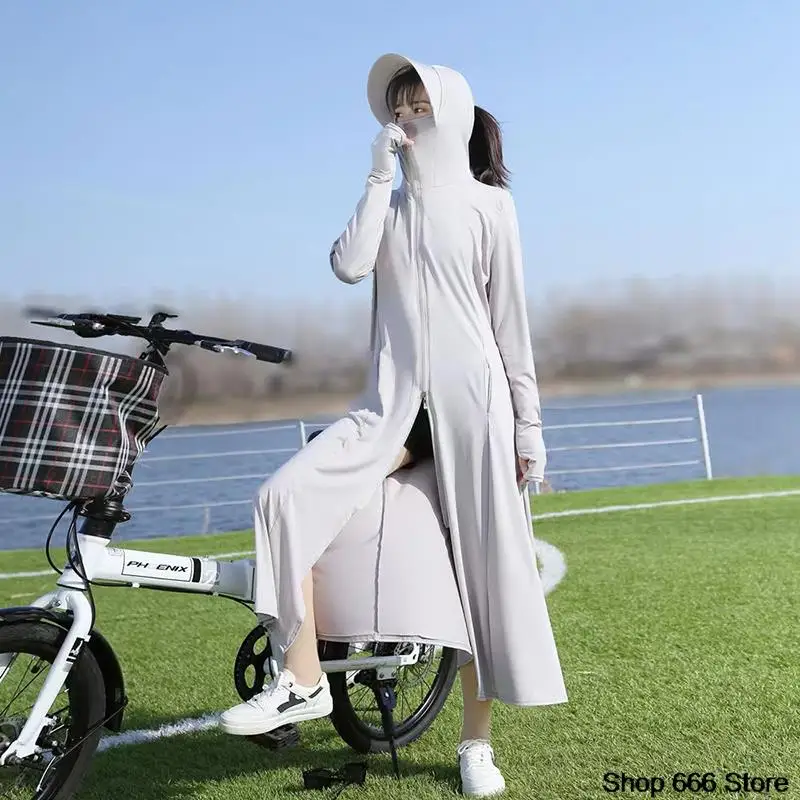 Sun Protection Clothing Women 2024 New Summer UV Protection Cycling Long Full Body Sun Protection Clothing Cardigan Coat Cover