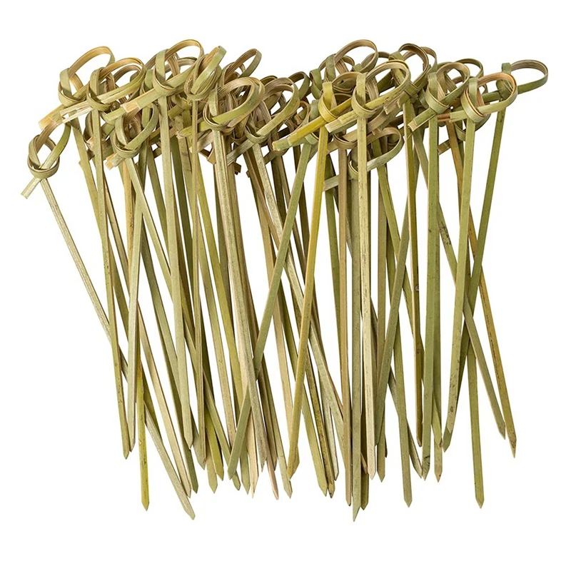 Bamboo Knot Picks Skewers, Cocktail Picks, Drinks Skewer Toothpicks For Party Appetizers, Sandwiches