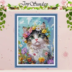 Pink-nosed Kitten Patterns Counted Cross Stitch Set DIY 11CT 14CT 16CT Stamped DMC Cross-stitch Kit Embroidery Needlework Crafts