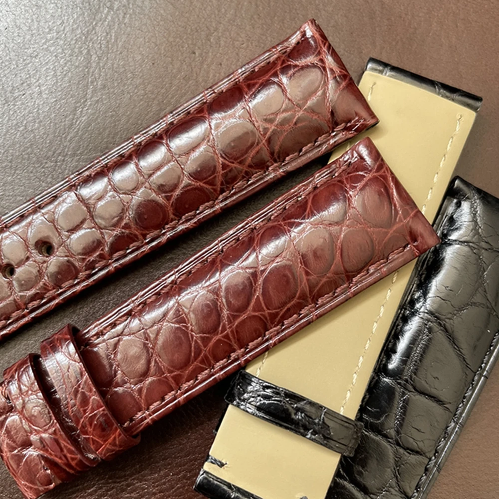Crocodile Leather Watchband 18mm 19mm 20mm 21mm 22mm Alligator Strap for Longines Master Omega Men Women Stainless Steel Buckle