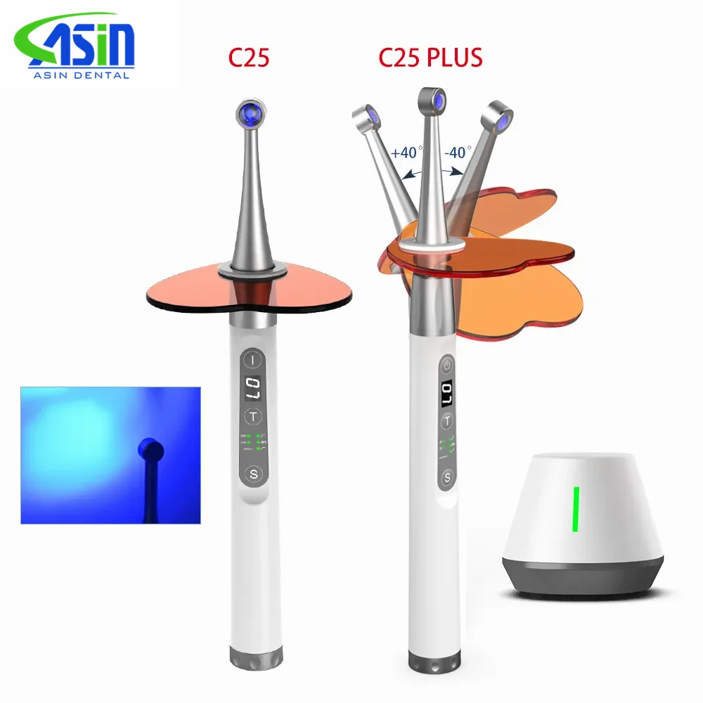 

C25/C25 PLUS Стоматологическая голубая искусственная лампа для фотоотверждения 40 ° со встряхивающейся головкой 1 секунда