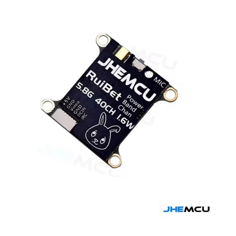 JHEMCU RuiBet Tran-3016W 5.8G 40CH 1.6W PitMode Microfone embutido VTX ajustável 2-6S 30X30mm para avião RC FPV