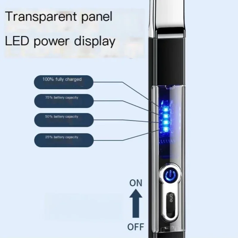 Painel luminoso transparente, ignição de pulso eletrônico, usb, interruptor de segurança, cozinha ao ar livre, display de bateria, isqueiros elétricos