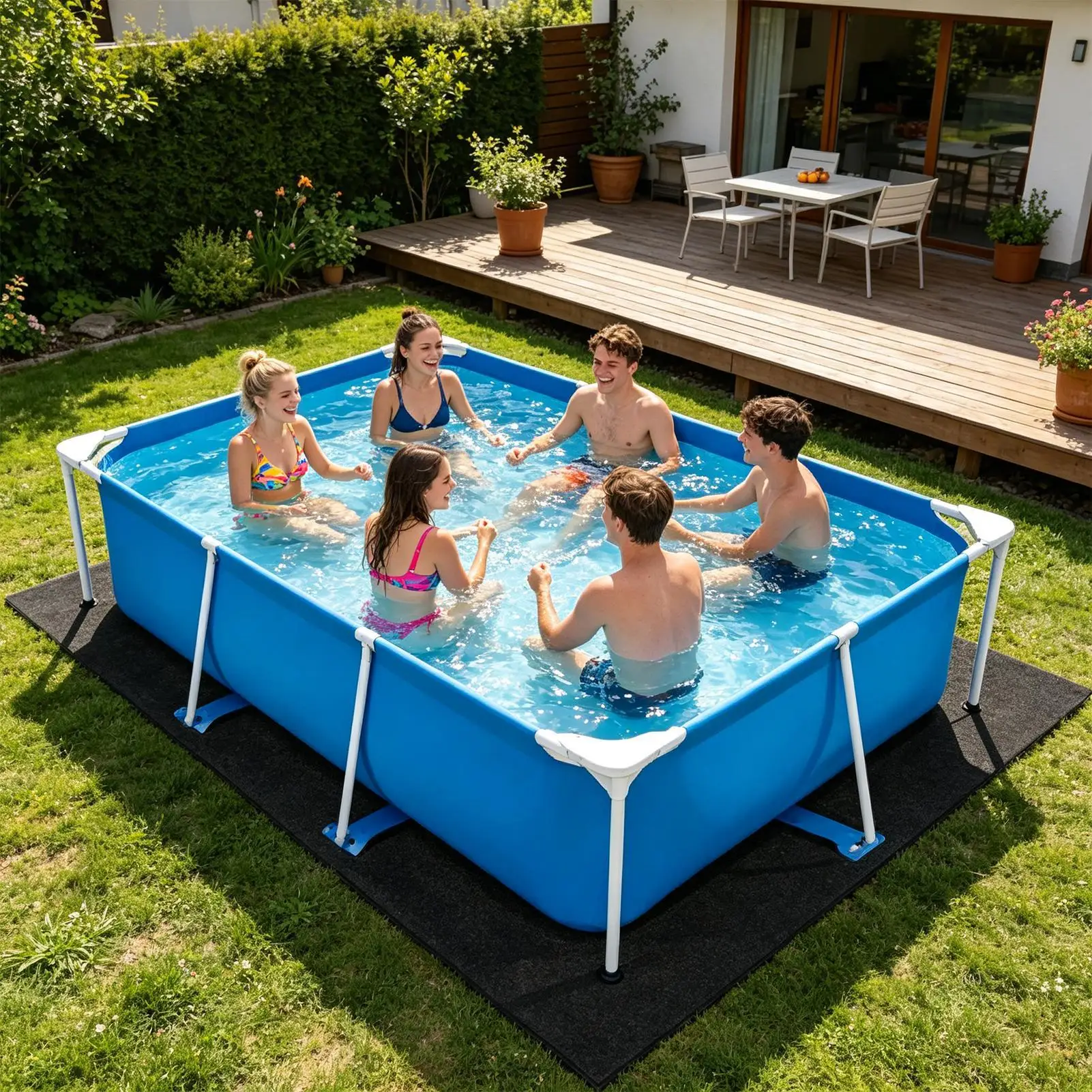 Pool Pad Thickened Square Heavy Duty Puncture Protection Pool Ground Mat For Home Backyard Lawn Patio Resort Hotel Leisure